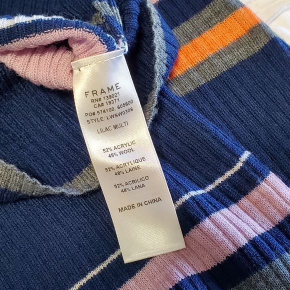 FRAME Lilac Multicolor Striped Crewneck Top S NWT - Picture 5 of 5